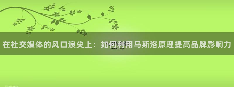 龙门体育直播：在社交媒体的风口浪尖上：如何利用马斯洛原理提高品牌影响力
